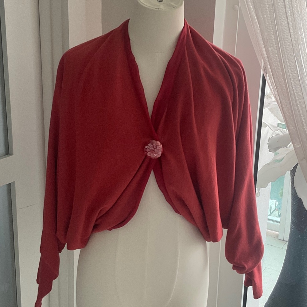 Cashmere/ Wool Designer Sweater Shrug  in Pumpkin color sz S